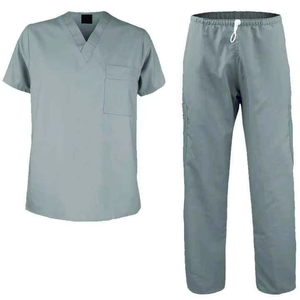 Pantalon de travail unisexe pour hôpital, coton et polyester tissé, gris, taille élastique avec cordon de serrage, poches cargo, uniformes médicaux - Product Image 4