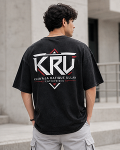 เสื้อยืดคอกลมแขนสั้นสีดำผ้าฝ้ายทรงโอเวอร์ไซส์พิมพ์ลายสไตล์ลำลองสำหรับผู้ชาย ยี่ห้อ KRU Khawaja Rafique Ullah Enterprises รุ่น OEM ยาว - Product Image 4