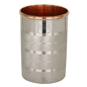 Verre à eau en cuivre pur finition argentée pour cuisine, table, bar, whisky, vin – Verre en cuivre à vendre - Product Image 1