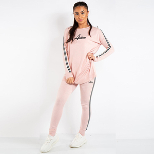 Women Winter Hooded 2 Piece Eco-Friendly Heavyweight Lounge <b>Set</b> <b>Pink</b> Long Sleeve Top Leggings <b>Tracksuit</b> Casual Loungewear Co-ord - Product Image 5