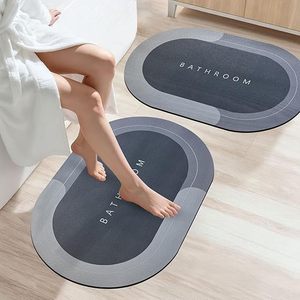 Tapis de salle de bain personnalisé ovale et carré, tapis de douche antidérapant absorbant l'eau, tapis de sol en caoutchouc, tapis en velours cristal - Product Image 1