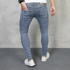 Nouveau jean décontracté pour homme, coupe droite, style urbain américain, en denim respirant, délavage clair, design cintré tridimensionnel, collection automne - Product Image 2