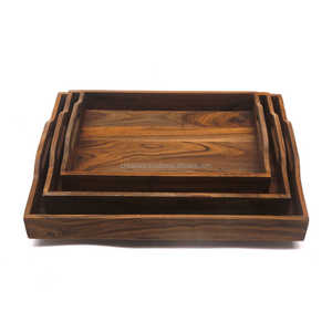 Bandejas de Madera Personalizables de Nuevo Diseño con Asa Hueca, Plato Rectangular para Cocina, Baño, Fiestas, Individual - Product Image 1