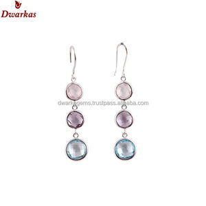 ต่างหูแบบห้อยอัญมณีหลายเม็ดทำด้วยมือ925เงินสเตอร์ลิงไข่มุกทำมือ - Product Image 5