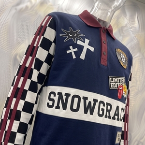 Chemise de sport unisexe Snowgrace à manches longues, col rabattu, coupe classique, logo brodé, jersey à carreaux, pour adultes, toutes saisons - Product Image 5
