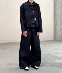 Regular Carpenter Mechanic Outerwear Bomber <b>Worker</b> Workwear Work Jeans Denim <b>Jacket</b> Hooded Breathable Quick Dry Front for Men - Product Image 5
