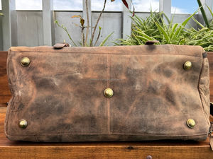 Cuero desgastado de grano completo de gran capacidad para hombres, deportes informales, equipaje de mano para exteriores, bolsa de lona de viaje con compartimento para zapatos - Product Image 5