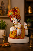 Sculpture artisanale moderne en résine de la figure de Krishna, avec flûte, décoration religieuse traditionnelle, pour table, anniversaire, mariage