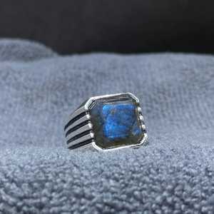 Blue Labradorite Signet <b>Ring</b> Victorian Handmade 925 Sterling Silver <b>Mens</b> Jewelry Luxury Gift <b>For</b> Him - Product Image 1