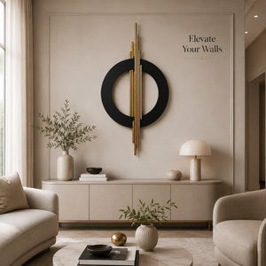 <b>Geometric</b> <b>Wall</b> <b>Art</b> Black Gold Aluminium 3D Sculptural Accent for Living Room Bedroom Home Decor - Product Image 2