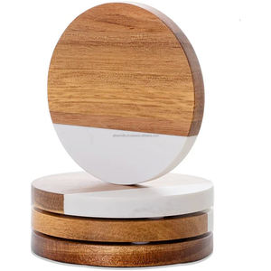 Dessous de verre en bois naturel et résine Ensemble de sous-verres en bois de haute qualité pour boissons pour bureau à domicile du fabricant indien - Product Image 2