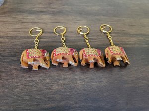 Hand Carved Wooden Elephant Keychain Set | Indian Artisan Craftsmanship - Product Image 3