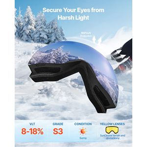 Occhiali da Sci Senza Montatura con Rivestimento Revo Blu Scuro per Uomo e Donna, Occhiali da Neve Antiappannamento OTG con Lente Cilindrica Magnetica e Telaio in TPU - Product Image 3