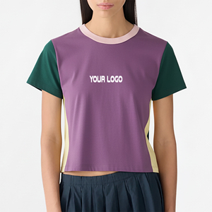 เสื้อยืดผู้หญิง OEM Heavyweight 220gsm สีสันตัดกัน ทรงปกติ คอโอ ผ้าฝ้าย 100% ระบายอากาศได้ดี เป็นมิตรกับสิ่งแวดล้อม เหมาะสำหรับฤดูร้อน ตกแต่งด้วยลายปัก - Product Image 1