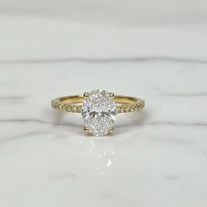 Oval Cut Diamond Engagement <b>Ring</b> Yellow <b>Gold</b> Prong Setting Women's Classic Fine Jewelry - Product Image 5