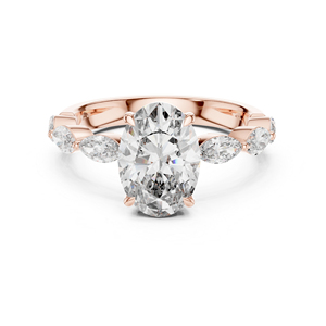 แหวนแต่งงานเพชรทรงรีเจียระไนแบบ Prong Set ทองคำขาว 18K ประดับเพชรเพาะเลี้ยงคุณภาพสูง รับรองโดย IGI ของแท้ ดีไซน์หรูหรา - Product Image 4