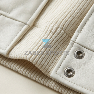 แจ็คเก็ตหนัง PU สไตล์วินเทจสำหรับผู้ชาย แบบวาร์ซิตี้ ปักลายปะติด ป้องกันลม เป็นมิตรกับสิ่งแวดล้อม  รับสั่งทำสีและโลโก้ได้ - Product Image 5