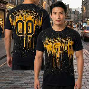 Camiseta de Baloncesto Sublimada Personalizada, Negra y Amarilla, con Nombre y Número del Equipo, Absorbente de Humedad, Unisex, para Adultos, Manga Corta, Cuello Redondo - Product Image 6