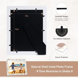 Picture <b>Frame</b> <b>with</b> Tempered Glas Natural Shell Inlay Mosaic Design Coastal Tabletop Photo <b>Frames</b> <b>with</b> Wal <b>Mounting</b> Hooks Display - Product Image 4