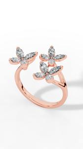 Anillo Clásico Premium con Diseño de Mariposa Abierta, con Diamantes Cultivados en Laboratorio en Corte Pera y Marquesa, Oro de 14K, Proveedor Mayorista de Joyería Fina OEM - Product Image 2