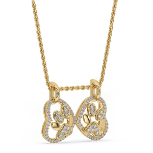 Collar con Colgante de Pata de Diamantes en Oro Amarillo de Lujo para Mujer, Cadena Figaro, Uso Diario, Forma de Animal - Product Image 4