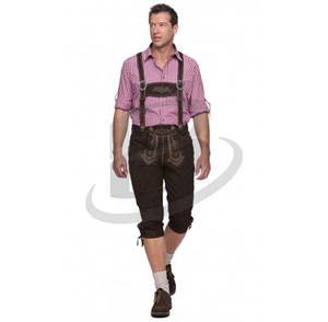 Bavarian Traditional <b>Men's</b> Embroidered Leather Midweight Trousers Lederhosen Check Shirt Shoes <b>Socks</b> (Autumn Eco-Friendly - Product Image 5