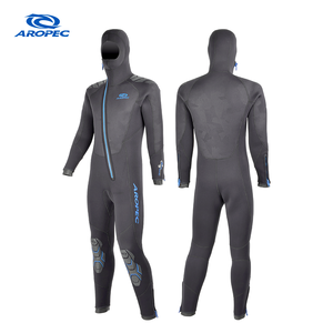 Combinaison de plongée semi-étanche Aropec Professional 5 mm pour homme avec capuche - Fermeture éclair YKK oblique sur le devant # 10 fermetures éclair et construction GBS, équipement de plongée de qualité supérieure OEM/ODM - Product Image 1