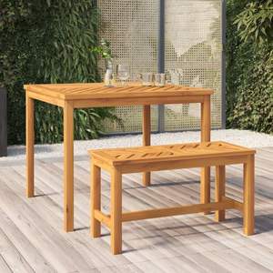 Table de salle à manger de jardin en bois d'acacia massif, 35,4 x 35,4 pouces, couleur marron, pour ensembles de salle à manger d'extérieur - Product Image 1