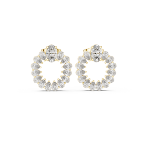 Pendientes de aro con diamantes cultivados en laboratorio con corte ovalado y en forma de gota de agua, diseño moderno, en oro amarillo de 14k, estilo hip hop, certificados por GRA. - Product Image 1