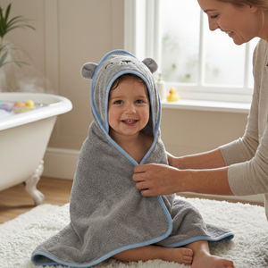 Toalla con capucha para bebé de algodón orgánico, gruesa y afelpada, suave para la piel, toalla de baño para bebé con orejas de animal, logotipo personalizado, embalaje, tacto suave - Product Image 4