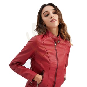 Veste en cuir pour femme à col montant, couleur unie, design et taille personnalisés, vestes en cuir pour femme - Product Image 2