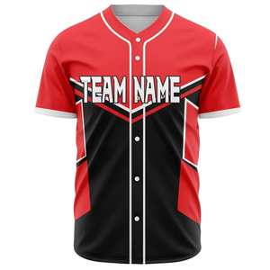 Top Rated Baseball Jersey Premium Men's <b>Red</b> Black Team Name Sublimated Moisture Wicking Button Up Short Sleeve Uniform Adult - Product Image 2