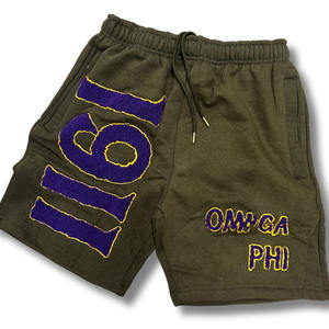 กางเกงขาสั้นจ็อกเกอร์ผู้ชาย OMEGA PSI PHI 1911 รุ่นคัสตอม ผ้าแคนวาสคอตตอน 100% ลำลอง เอวกลาง พิมพ์ลาย กันลม ปิดด้วยเชือกผูก - Product Image 6