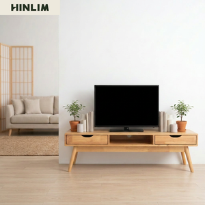 Midcentury Minimalist Modern <b>TV</b> <b>Stand</b> Solid Wood 2 Drawers Storage Living Room Furniture for 50-54 In <b>Tv</b> Floor Mount - Product Image 2