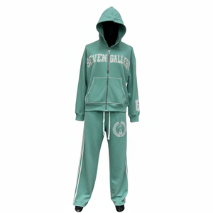 Survêtement à capuche marron personnalisé, fermeture éclair intégrale, coton, unisexe, vêtements de sport décontractés avec logo sur le devant et poches latérales - Product Image 3