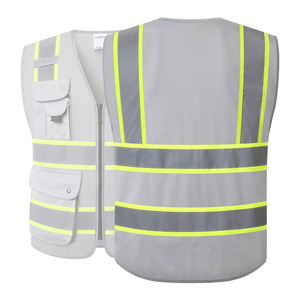 Gilet de sécurité haute visibilité 100% polyester avec fermeture éclair avant, gilet de sécurité pas cher avec logo - Product Image 6