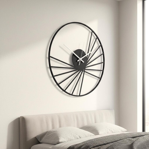 Modern Metal <b>Wall</b> <b>Clock</b> Radial Line Design Circular Contemporary Decorative Timepiece Minimalist <b>Living</b> <b>Room</b> <b>Wall</b> Decor - Product Image 4
