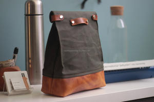 Premium Eco-Friendly Leather Canvas Insulated Reusable <b>Lunch</b> <b>Tote</b> for Office Travel School Use Portable Food Carrier LCLB-0052 - Product Image 2