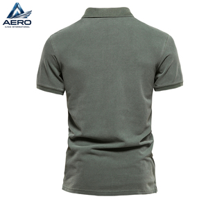 2026 Lightweight Casual Short Sleeve Turndown Fashion Street Wear Polo For <b>Men</b> 100% Cotton Solid Color Polo Shirts - Product Image 2