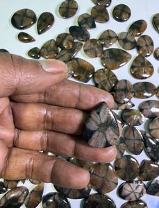 Colgante de Piedra Preciosa Natural de Chiastolita Marrón, Cabujón de Cristal Pulido, Chiastolita Natural para Joyería - Product Image 4