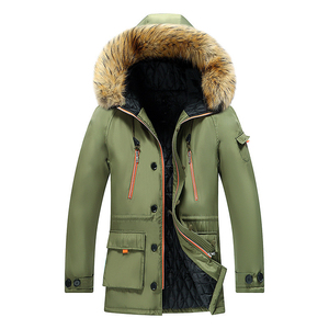 Chaqueta de Invierno para Hombre con Capucha y Forro de Piel, Abrigo Largo Grueso y Cálido, Casual, Resistente al Viento, Negro, con Cierre de Cremallera y Relleno de Poliéster - Product Image 3
