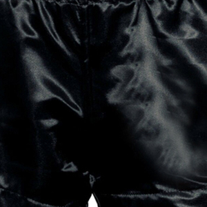 Shorts en satin noir uni à taille haute pour homme, taille élastique, style décontracté, longueur courte, tissé, 100% soie - Product Image 5