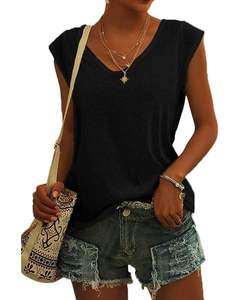 T-shirt d'été vintage pour femme, coupe classique, décontracté, en fibre de bambou, avec appliques, logo personnalisé, prix usine OEM, vente en gros - Product Image 3