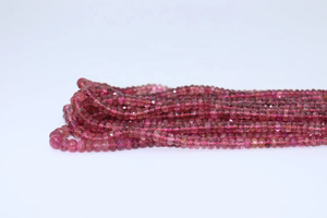 16 Inches Pink <b>Tourmaline</b> Faceted Rondelle Beads 3-4mm Natural Rubellite Loose Gemstones for Jewelry Making - Product Image 3