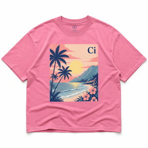 Pink Graphic Print Oversized Tee Crewneck women's shirt Short Sleeve Custom Embroidery OEM 100% Cotton Summer Boutique Everyday - Product Image 5