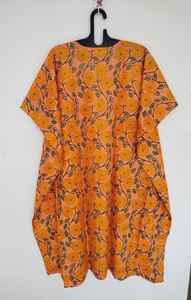 ชุดคาฟตันผ้าฝ้ายอินเดียทำมือ พิมพ์ลายดอกไม้ สวมใส่สบาย น้ำหนักเบา เหมาะสำหรับใส่ไปเที่ยวพักผ่อนสำหรับผู้หญิง - Product Image 2