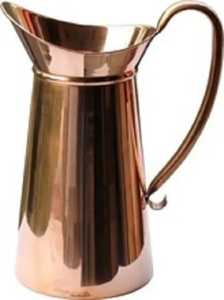 Handcrafted Polished Copper Water Pitcher – <b>Tall</b> Cylindrical Design with Wide Spout & Curved Handle Traditional Drinkware - Product Image 6