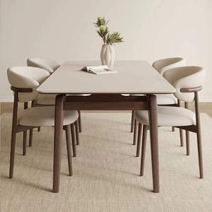 Mesa de Comedor Moderna Daystar Trade con Tapa de Mármol, Patas Curvas de Madera, Muebles de Comedor Contemporáneos de Lujo para 4 Personas - Product Image 3