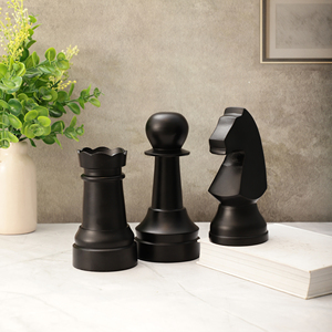 Ensemble de figurines d'échecs en métal noir de luxe, décoratives, roi, reine, cavalier, statue, décoration de table, décoration de maison, bureau, cadeaux de collection - Product Image 3