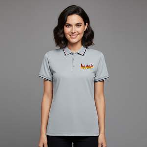 T-shirt décontracté à manches courtes et col rabattu pour femme, avec appliques logo personnalisées, séchage rapide, couleur unie, coupe classique, 100 % coton - Product Image 1